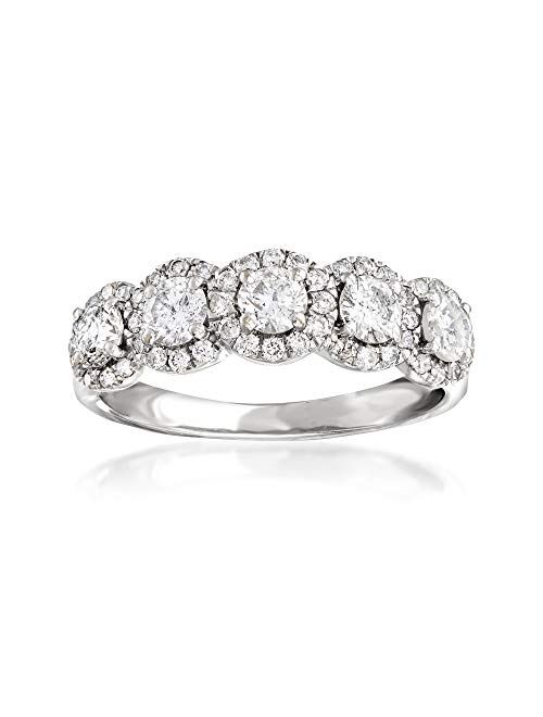 Ross-Simons 1.00 ct. t.w. Diamond 5-Stone Halo Ring in 14kt White Gold