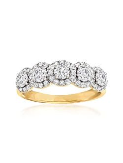 1.00 ct. t.w. Diamond 5-Stone Halo Ring in 14kt Yellow Gold