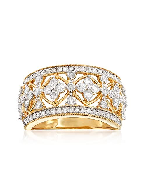 Ross-Simons 1.00 ct. t.w. Diamond Floral Ring in 14kt Yellow Gold