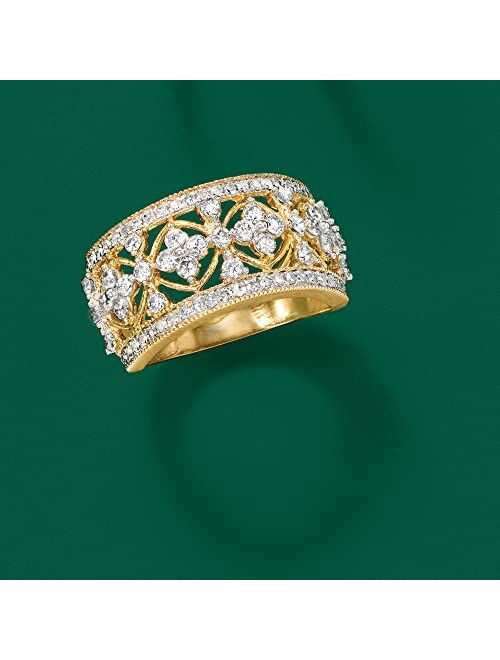 Ross-Simons 1.00 ct. t.w. Diamond Floral Ring in 14kt Yellow Gold