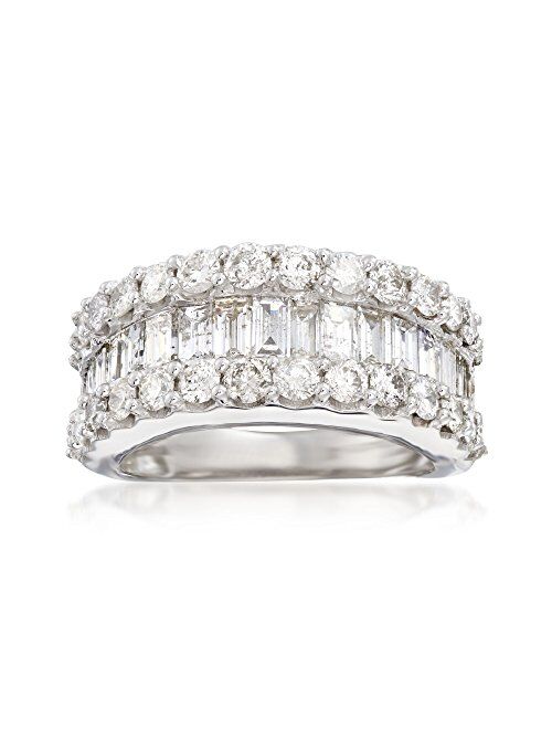 Ross-Simons 3.00 ct. t.w. Baguette and Round Diamond Ring in 14kt White Gold