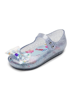 Girls Dress Shoes Toddler Cosplay Clear Sparkle Jelly Sandals with Bow Mary Jane Flats