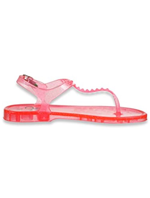 Olivia Miller Kid's Shoes, Princess Jelly Pink Glitter Girls Flat Slide Sandals