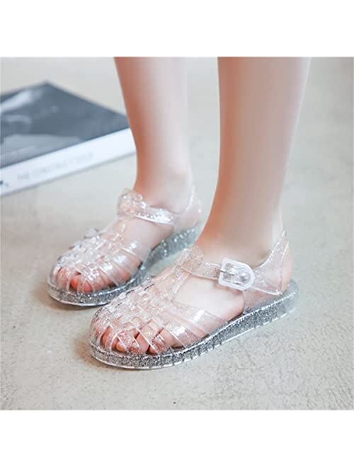 KIDSUN Toddler Girls Jelly Sandals Rubber Sole Closed Toe Princess Flat Summer Shoes