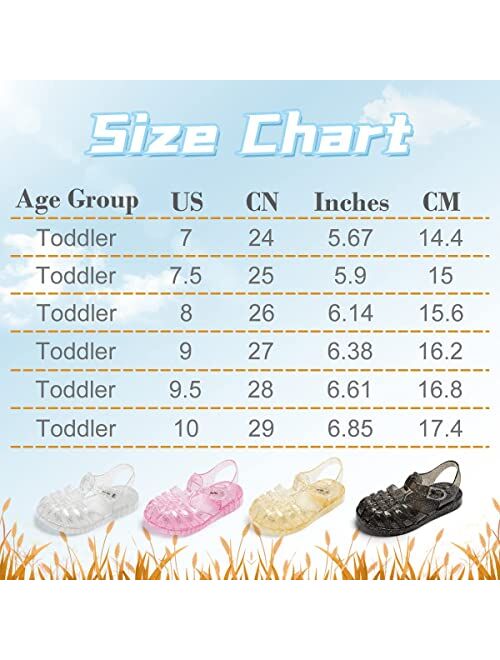 KIDSUN Toddler Girls Jelly Sandals Rubber Sole Closed Toe Princess Flat Summer Shoes