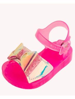 Baby Deer Baby Girls Jelly Sandal with Iridescent Bow Detail