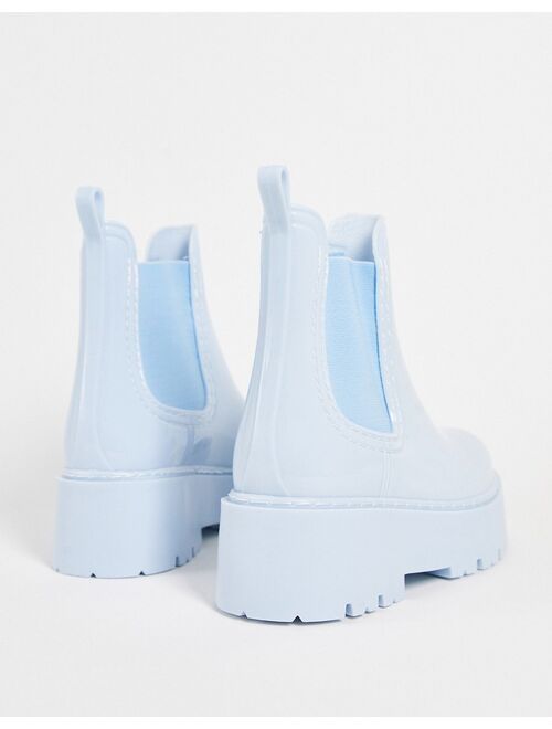 ASOS DESIGN Gadget chunky chelsea wellies in pastel blue