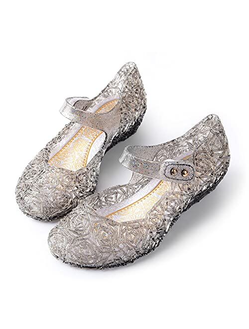 JerrisApparel Girls Princess Sandals Cosplay Party Jelly Shoes Mary Jane Costumes Flats Shoes