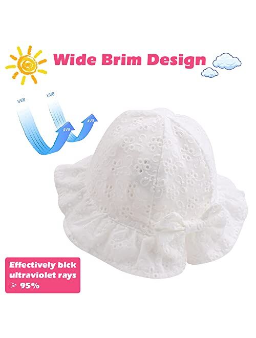 JANGANNSA Bow Baby Girls Summer Hat Flower Toddler Girls Sun Hat Cotton Breathable Infant Hat