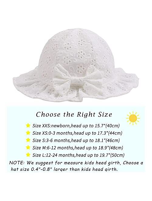 JANGANNSA Bow Baby Girls Summer Hat Flower Toddler Girls Sun Hat Cotton Breathable Infant Hat
