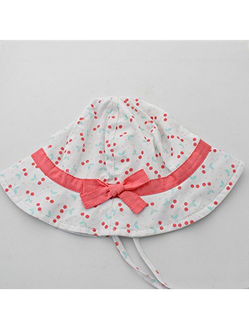 Happy Cherry Adorable Baby Girls Floppy Hat Floral Embroidered Hollow Wide Brim SPF 50+ Hat
