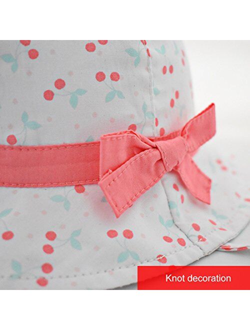 Happy Cherry Adorable Baby Girls Floppy Hat Floral Embroidered Hollow Wide Brim SPF 50+ Hat