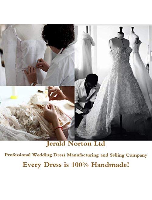 Jerald Norton Ltd Women's Lace Wedding Dresses for Bride with 3/4 Sleeves Plus Size Bridal Gown