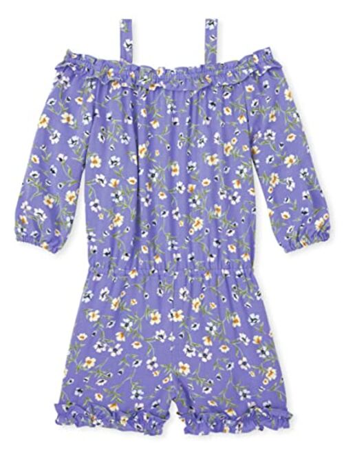 The Children's Place girls The Children's Place Girls Floral Off Shoulder Ruffle Romper