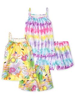 Girls Sleeveless Tank Top and Shorts 2 Piece Pajama Set