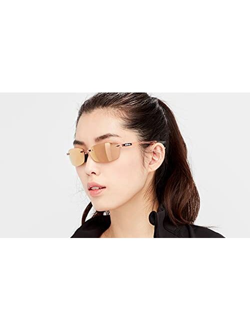 Revo Sunglasses Descend E: Polarized Lens with Small Rimless Rectangle Frame