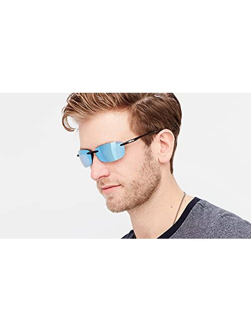 Revo Sunglasses Descend E: Polarized Lens with Small Rimless Rectangle Frame