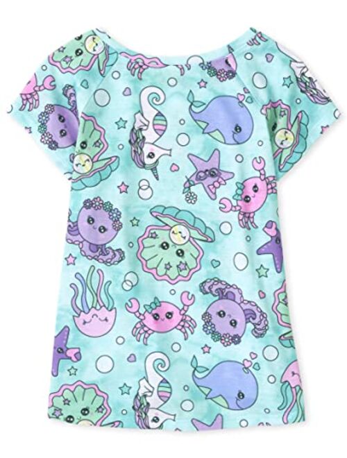 The Children's Place Girls Sleeve Top and Shorts 2 Piece Pajama Sets