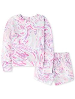 Girls Warm Velour 2 Piece Pajama Set