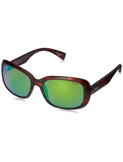 Womens Polarized Sunglasses Paxton Round Frame 56 mm, Matte Honey Tortoise Frame, Green Water, RE 1039