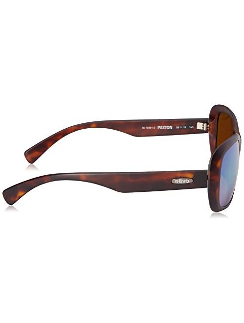 Revo Womens Polarized Sunglasses Paxton Round Frame 56 mm, Matte Honey Tortoise Frame, Green Water, RE 1039