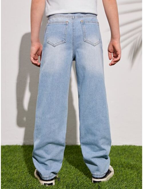 SHEIN Boys Star Pattern Regular Fit Jeans