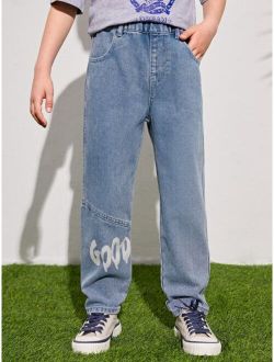 Boys Letter Graphic Regular Fit Jeans