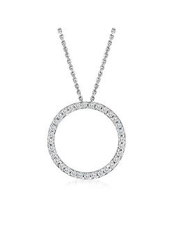 0.50 ct. t.w. Diamond Eternity Circle Pendant Necklace in 14kt White Gold. 16 inches