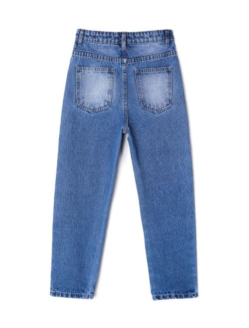 Shein Boys Colorblock Bleach Wash Tapered Jeans