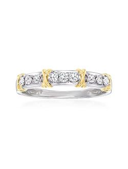 0.25 ct. t.w. Diamond X Station Ring in 14kt 2-Tone Gold