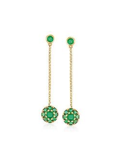 0.80 ct. t.w. Emerald Floral Drop Earrings in 14kt Yellow Gold