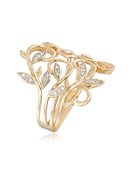 Ross-Simons 0.10 ct. t.w. Diamond Leaf Ring in 14kt Yellow Gold