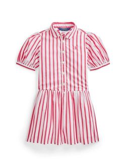 Little Girls Striped Poplin Shirtdress