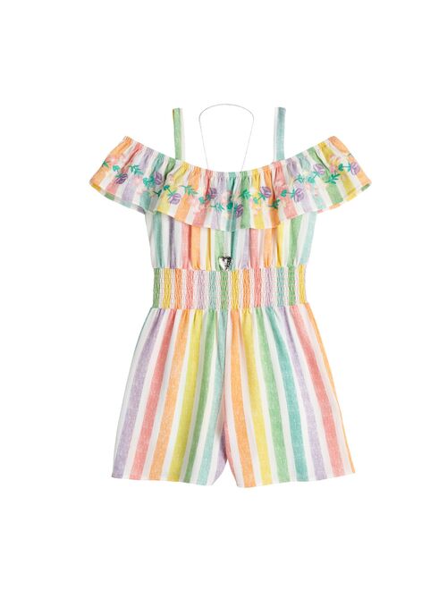 Girls 7-16 Kint Works Ruffled Romper with Necklace in Regular & Plus