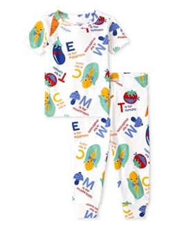 Unisex Baby and Toddler Short Sleeve Top and Pants Snug Fit Cotton 2 Piece Pajama Sets