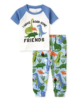 Baby Toddler Boys Short Sleeve Top and Pants Snug Fit Cotton 2 Piece Pajama Sets