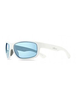 Mens Polarized Sunglasses Baseliner Wraparound Frame 61 mm, Matte White Frame, Blue Water