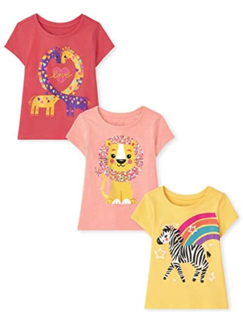 The Children's Place Baby Toddler Girls Short Sleeve Graphic T-Shirt 3-Pack