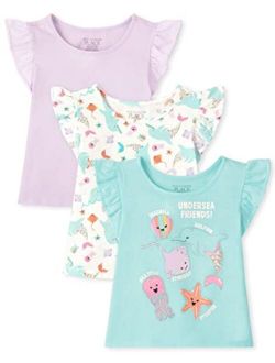 3 Pack Baby and Toddler Girls Short Sleeve Flutter Tank Top
