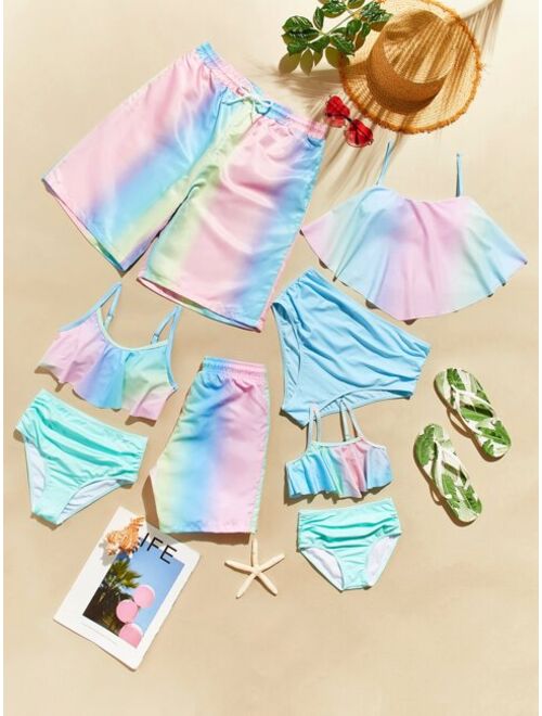 Shein Baby 1set Ombre Ruffle Trim Bikini Set