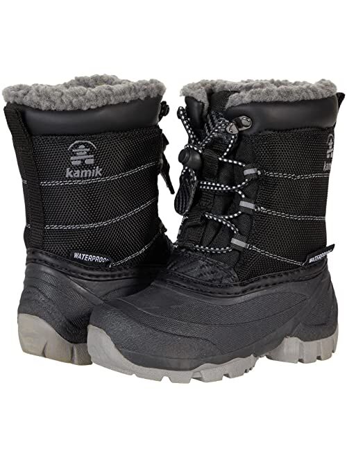 Kamik Kids Rapha Unisex Leather Waterproof Slip on Adjustable Snow Boot