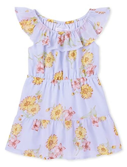 The Children's Place Toddler Girls Ruffle Neck Tiered Dress