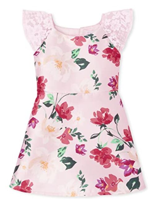 The Children's Place Baby Toddler Girls Floral Lace Ruffle Dress