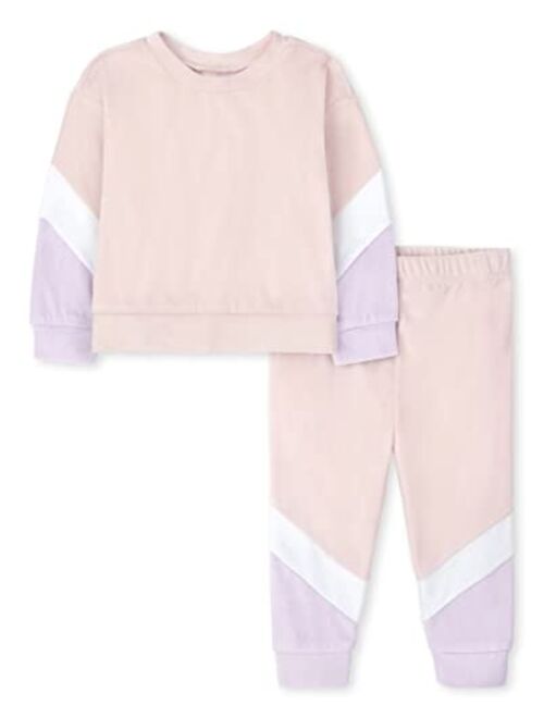 The Children's Place Baby and Toddler Girls Warm Velour 2 Piece Pajama Set