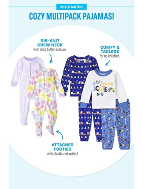The Children's Place Baby and Toddler Girls Warm Velour 2 Piece Pajama Set