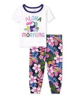 Baby Toddler Girls Short Sleeve Top and Pants Snug Fit 100% Cotton 2 Piece Pajama Sets