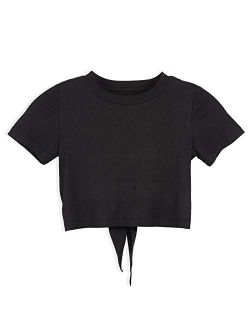 QianSiLi Girls Shirts Short Sleeves, Summer Crop Tops, Premium Knot Tee Shirt