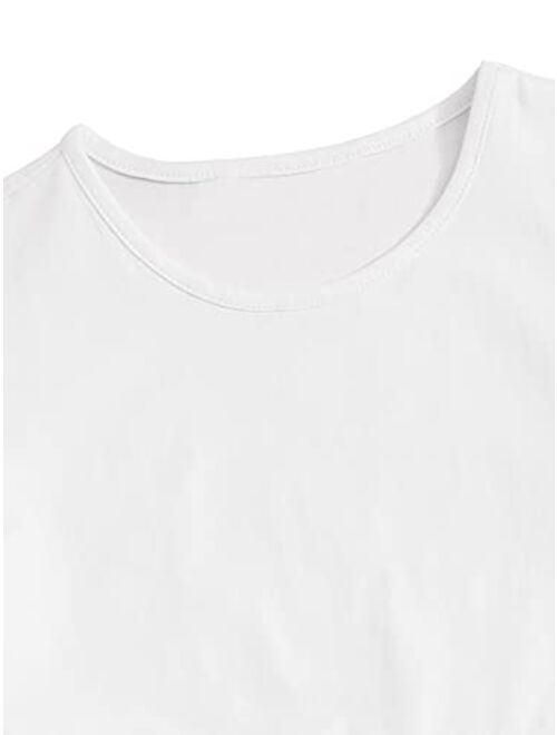 Romwe Girl's Cute Cutout Short Sleeve Crisscross Solid Crop Tops Tee T-Shirts