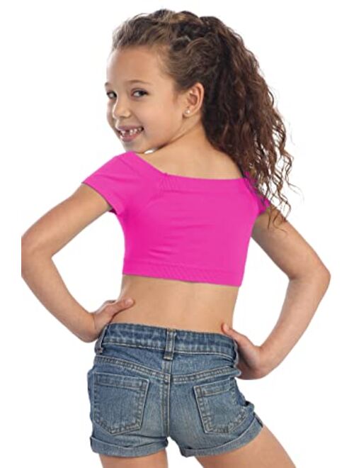 Kurve Girls Crop Top Tee Seamless Casual Short Sleeve Summer Kids Cropped T Shirt UV Protective Fabric UPF 50+ Made in USA