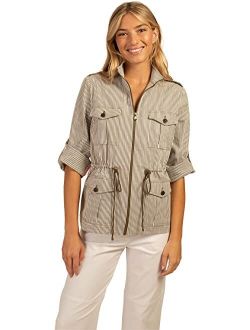Bouyant Zip up Roll Up Sleeve Jacket For Women